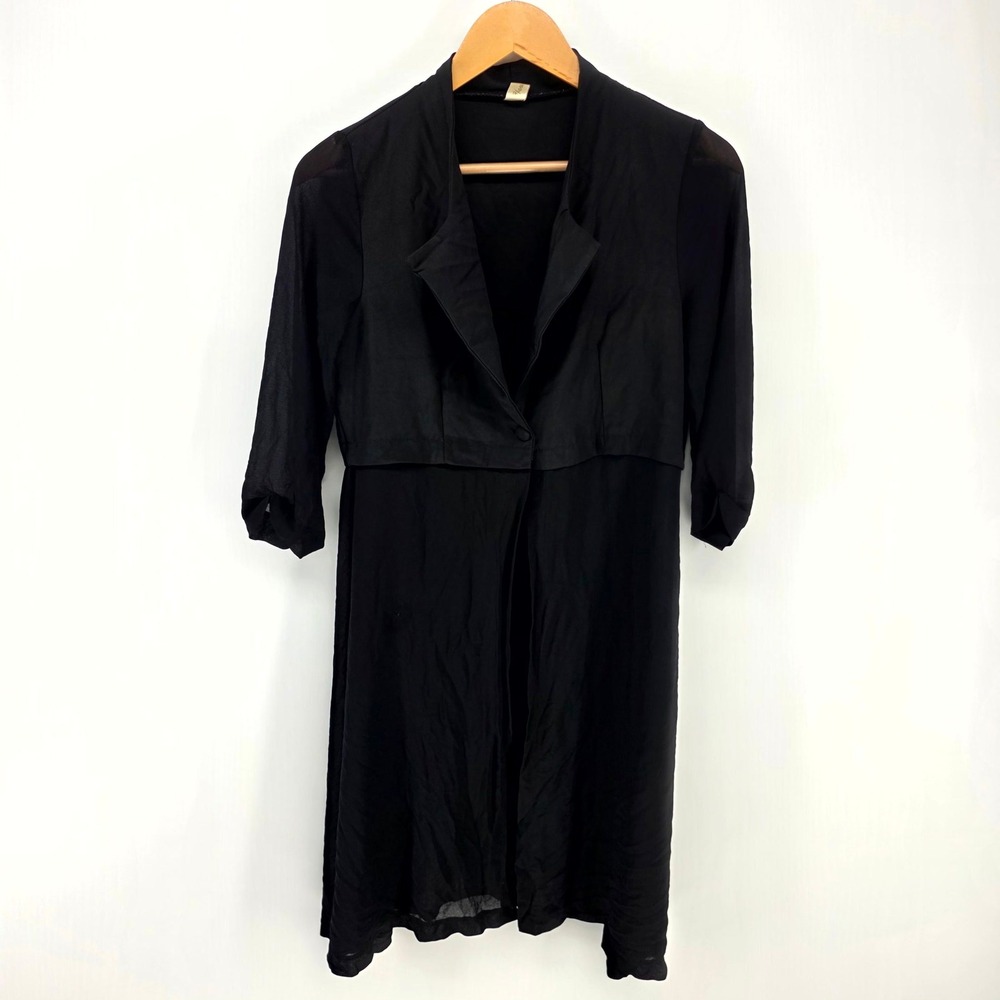 Yaya Duster Cardigan Womens Small Black Sheer Layered Longline Goth Jacket